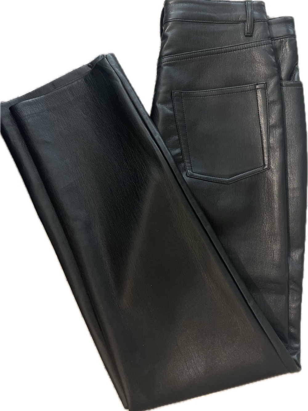 Aritzia Black Straight-Leg Leather Pants